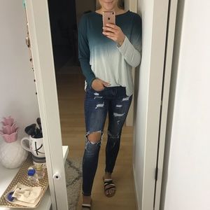 Teal Ombré Long Sleeve